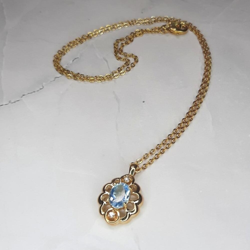 Blue and Gold Pendant Necklace